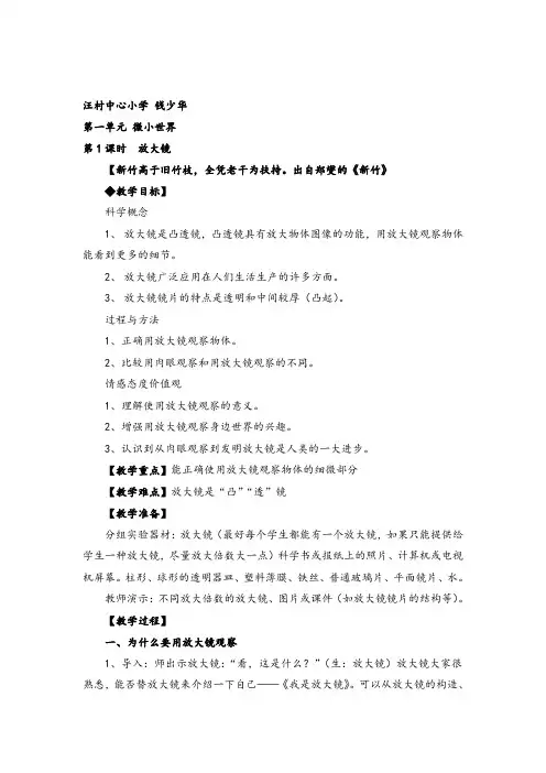 教科版六年级下册科学 放大镜教案与教学反思