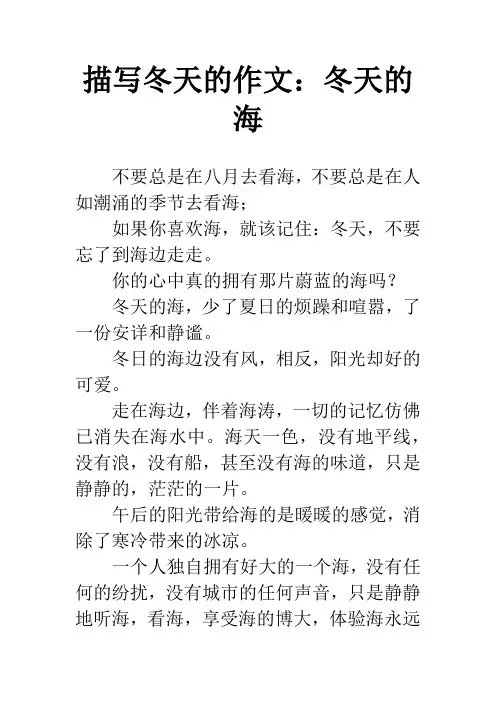 描写冬天的作文：冬天的海