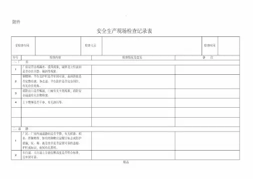 安全生产现场检查记录