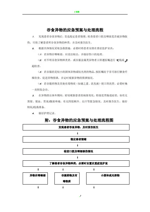 吞食异物的应急预案与处理流程 2