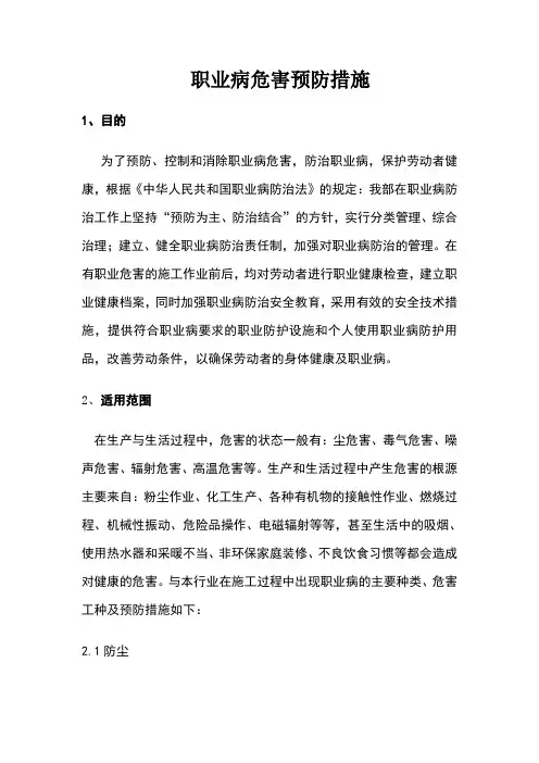 职业病危害预防措施