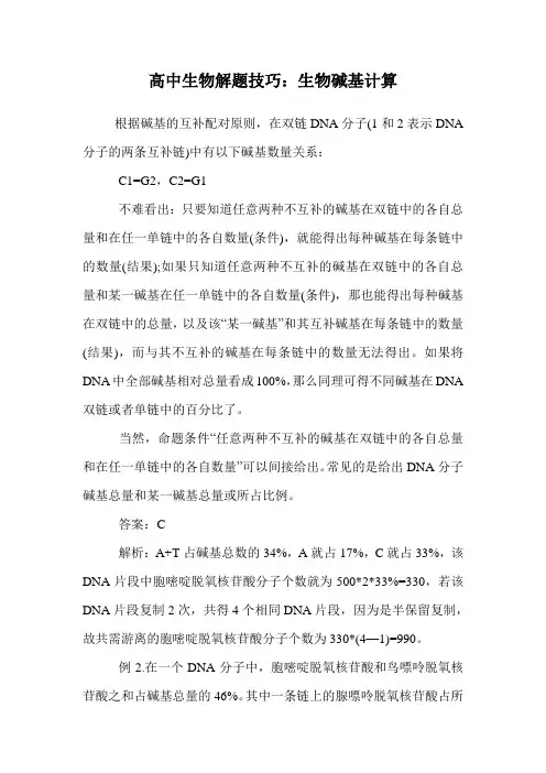 高中生物解题技巧：生物碱基计算