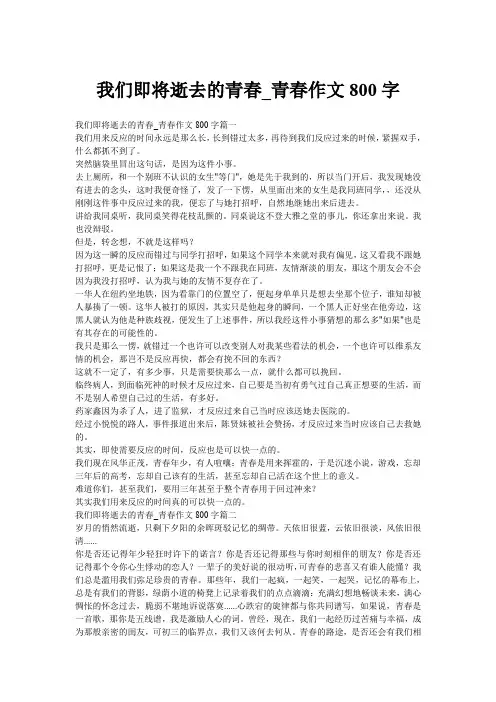 我们即将逝去的青春_青春作文800字