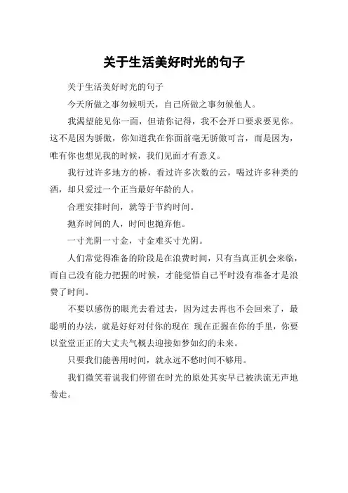 关于生活美好时光的句子