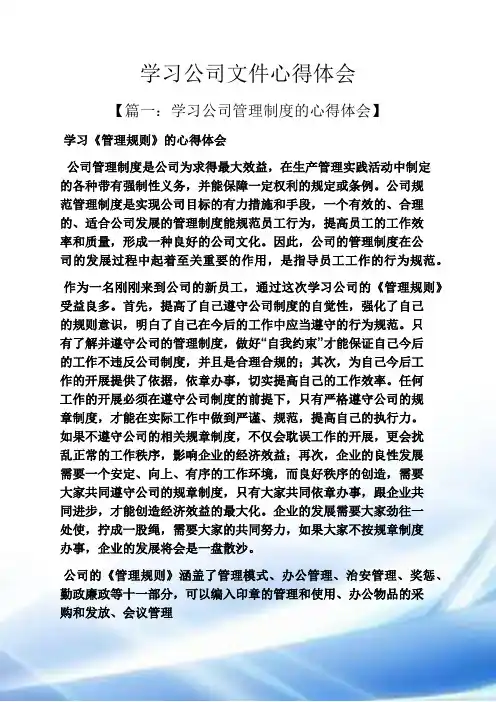 学习公司文件心得体会