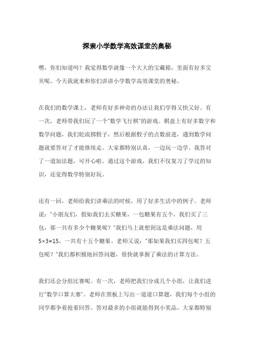 探索小学数学高效课堂的奥秘