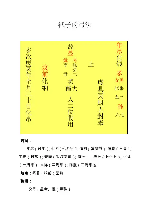 袱子的写法