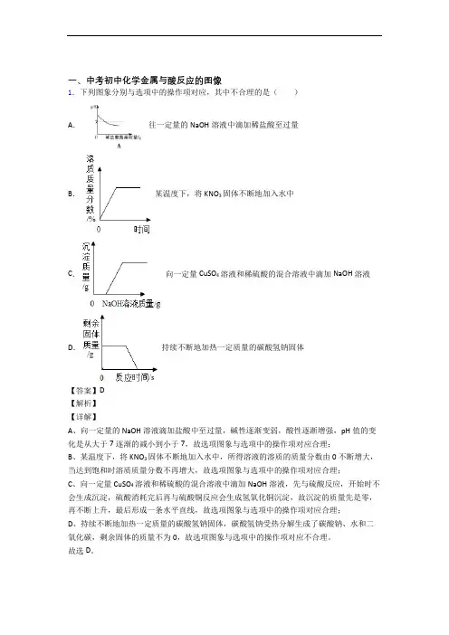 2020-2021中考化学金属与酸反应的图像(大题培优 易错 难题)含详细答案