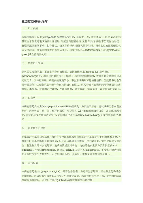 金鱼的常见病及治疗