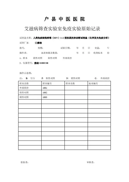 艾滋病抗体化学发光实验记录