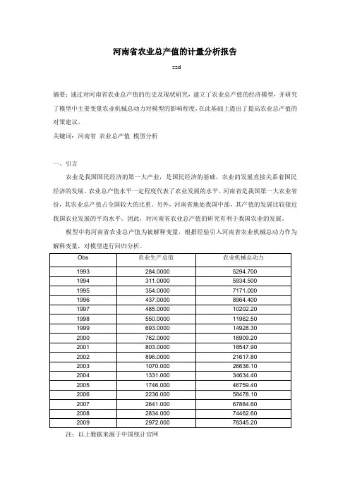 计量经济学研究报告