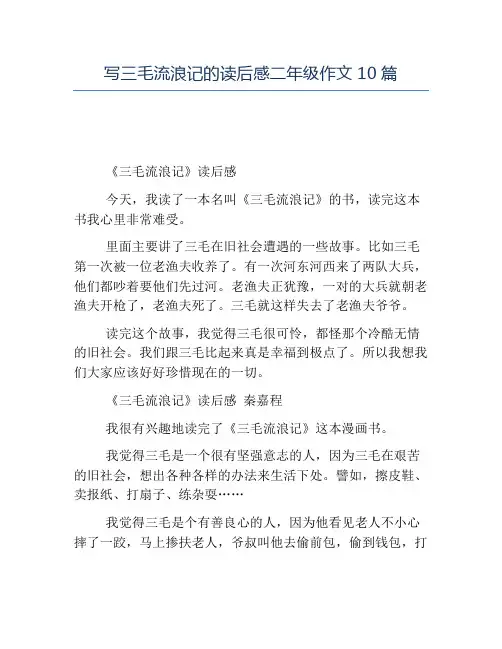 精品-写三毛流浪记的读后感二年级作文10篇