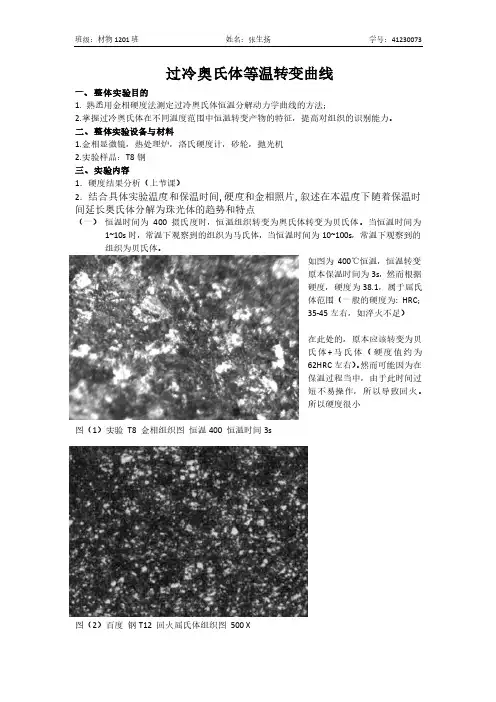 过冷奥氏体等温转变曲线