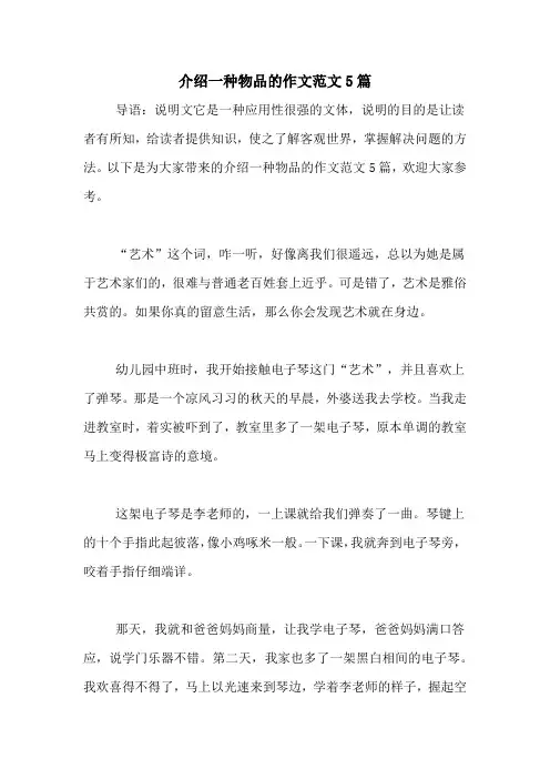 介绍一种物品的作文范文5篇