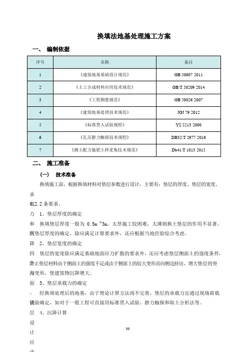 完整版 换填法地基处理施工方案