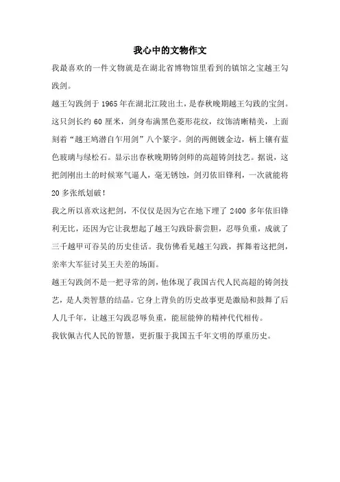 我心中的文物作文