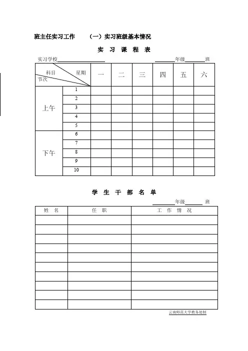 实习班级基本情况