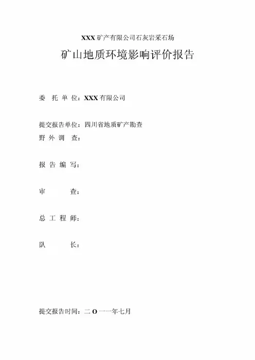 矿山地质环境影响评价报告