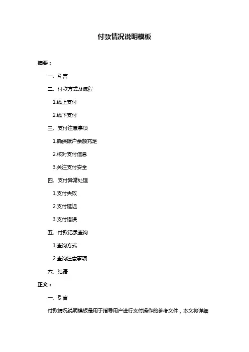 付款情况说明模板