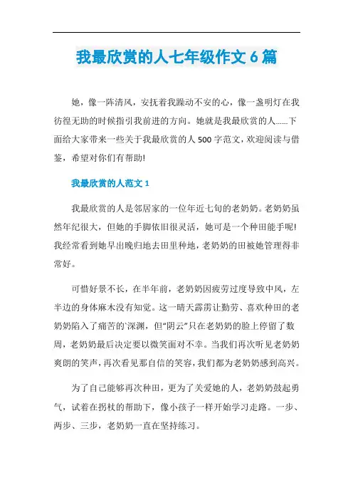 我最欣赏的人七年级作文6篇