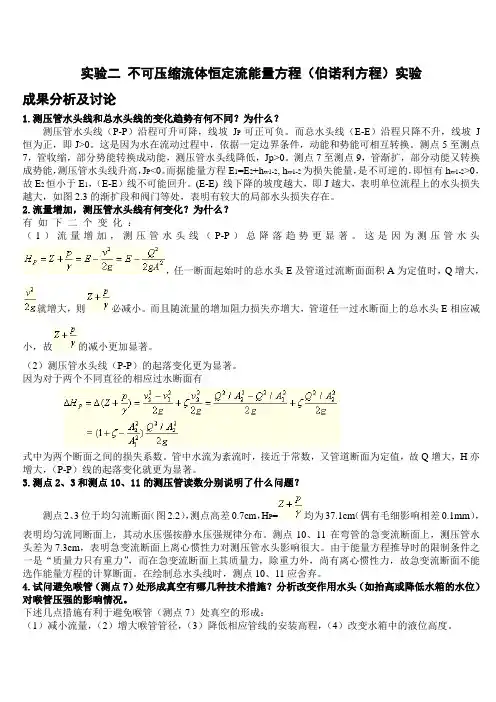 水力学实验报告思考题答案(想你所要)..