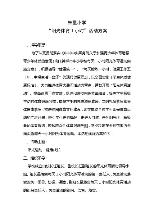阳光体育一小时活动方案