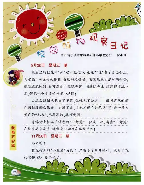 校园植物观察日记