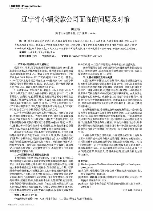 辽宁省小额贷款公司面临的问题及对策