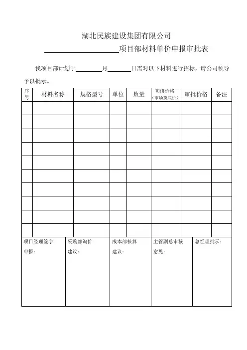 材料单价申报审批表(样本)