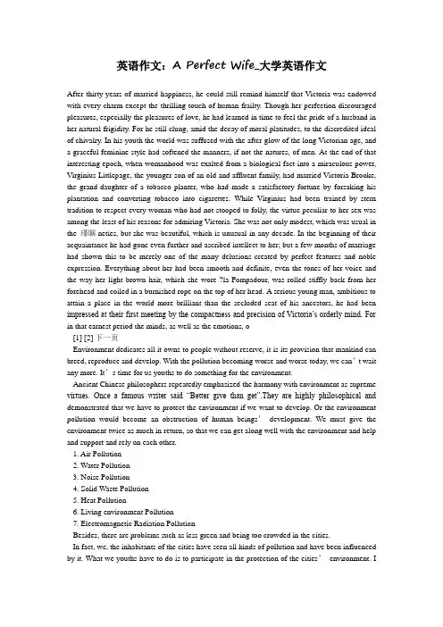 英语作文：A Perfect Wife_大学英语作文