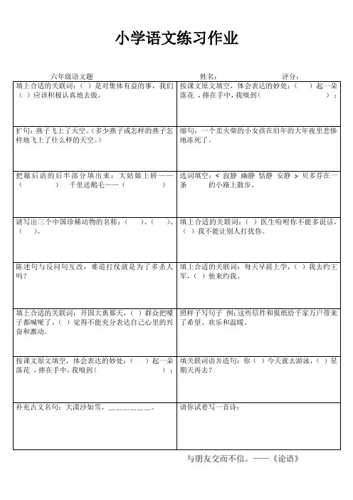 小学六年级语文提高训练IV (25)