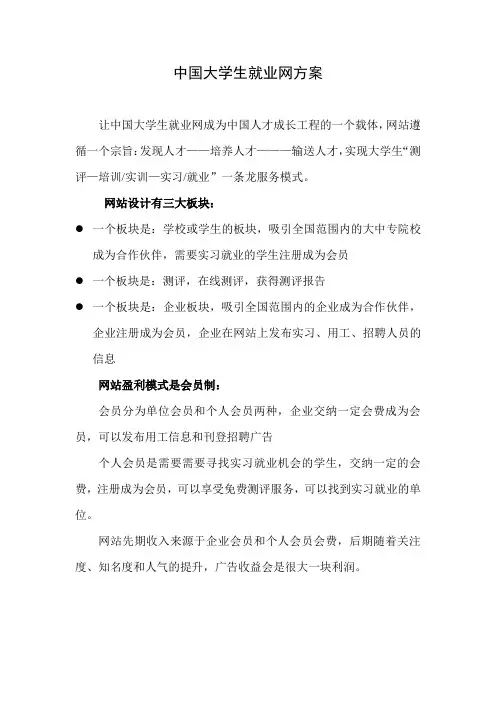 中国大学生就业网方案