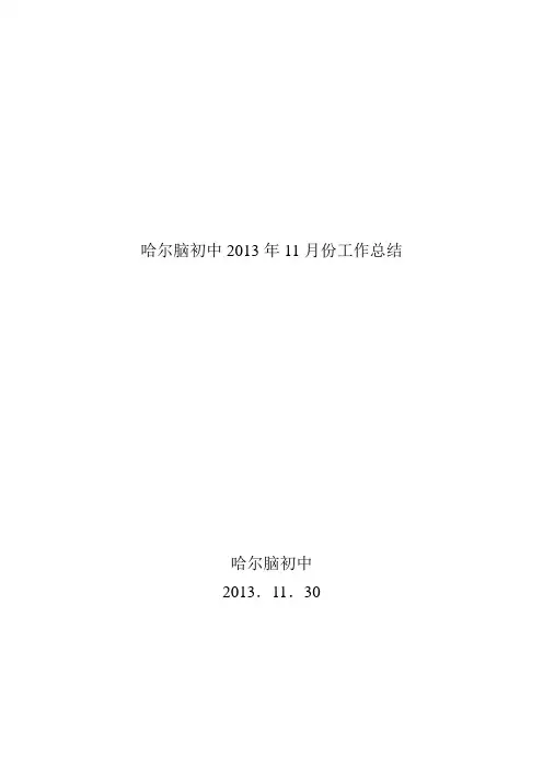 哈尔脑初中2013年11月份工作总结