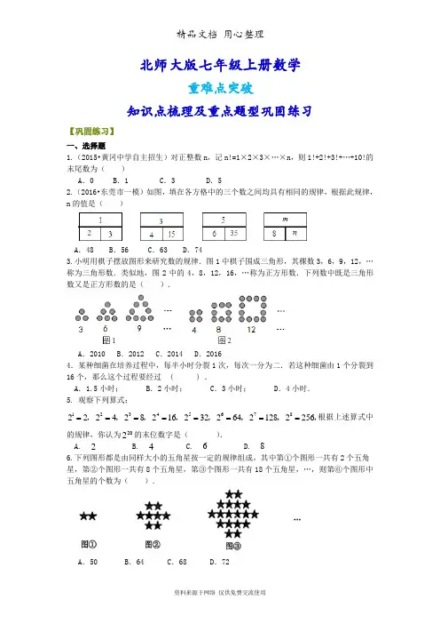 北师大版七年级上册数学[探索规律(基础版)重点题型巩固练习]