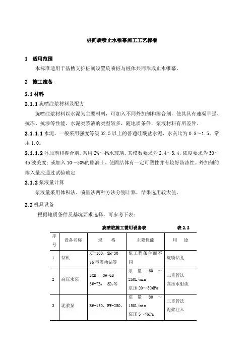 桩间旋喷止水帷幕施工工艺标准