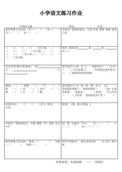 小学一年级语文分类过关III (92)