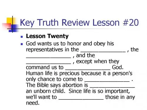 Key Truth Review Lesson #20
