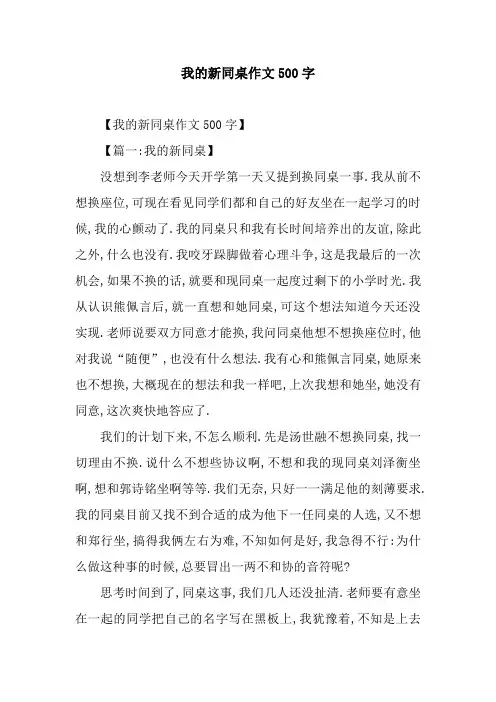 我的新同桌作文500字