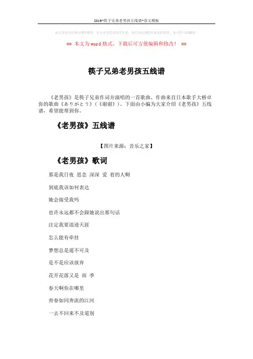 2019-筷子兄弟老男孩五线谱-范文模板 (4页)