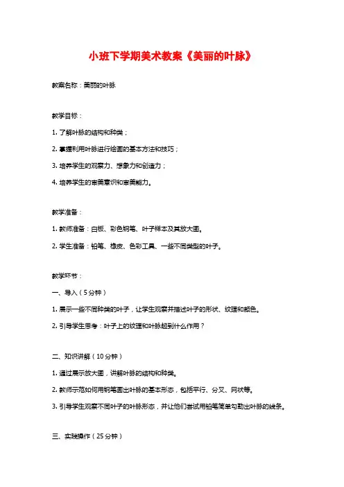 小班下学期美术教案《美丽的叶脉》 2