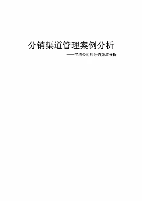 分销渠道管理案例分析