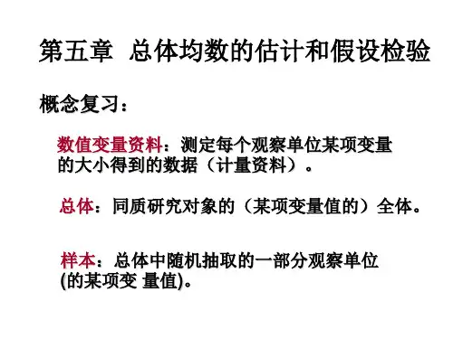 公共卫生学院 康楚云 统计3.计量资料的统计推断