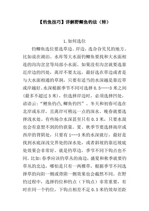 经典钓鱼技巧大全
