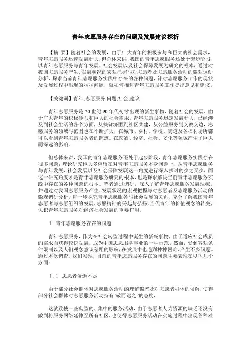 青年志愿服务存在的问题及发展建议探析