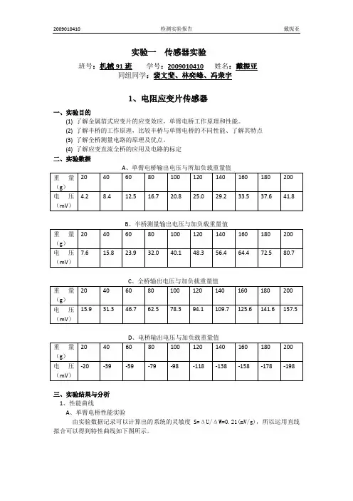 检测实验一实验报告