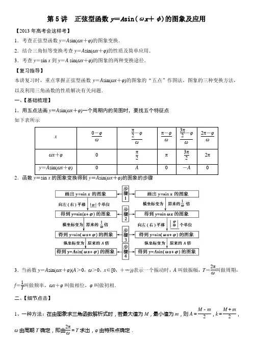 第5讲 正弦型函数y=Asin(ωx+φ)的图象及应用