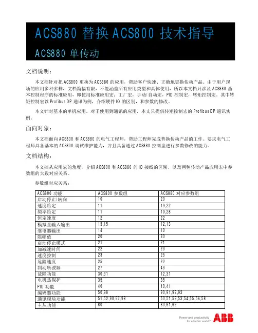 ACS880 替换 ACS800 技术指导