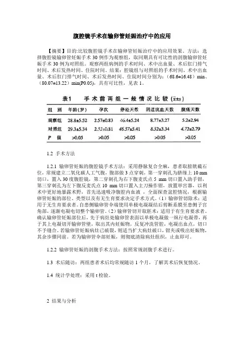 腹腔镜手术在输卵管妊娠治疗中的应用