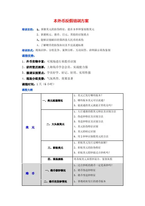 本外币反假培训