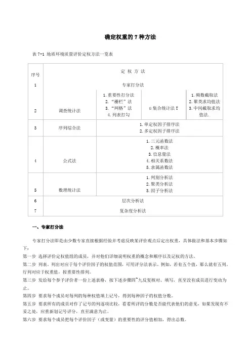 确定权重的7种方法 2